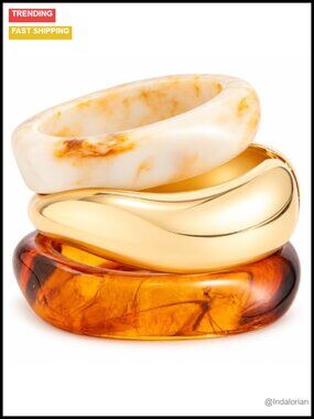 Acrylic Resin Chunky Bangle Bracelet Set Wide Statement Bracelets